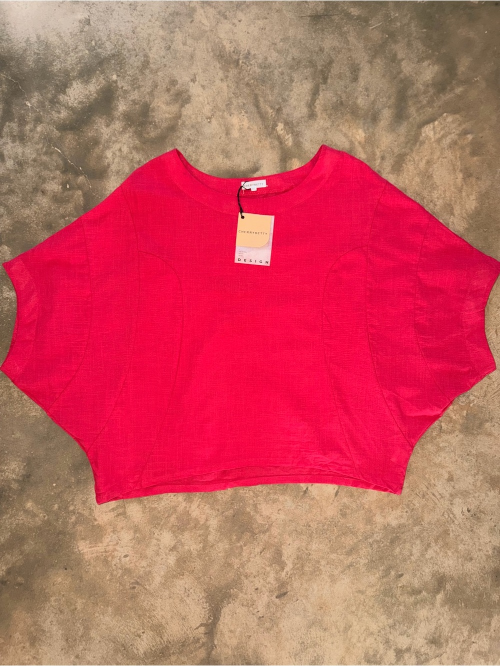 Cherrybetty NWT XXL Cherry Red 100% Cotton Dolman Batwing Boxy Blouse Top